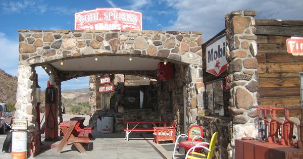 Cool Springs Station, a restored historic stone gas station on Route 66 in Arizona