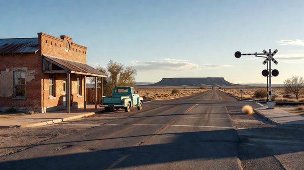 Downtown corner in a small northern Arizona railroad town on historic Route 66